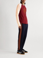 adidas Consortium - Wales Bonner Crochet-Trimmed Printed Colour-Block Cotton-Jersey T-Shirt - Red