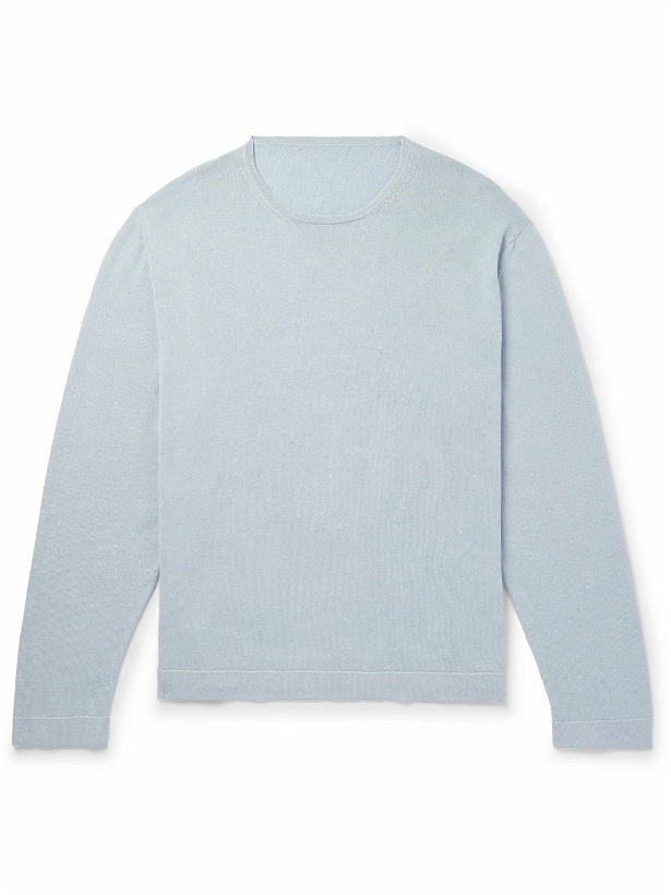 Photo: Stòffa - Mélange Mouliné-Cotton Sweater - Blue