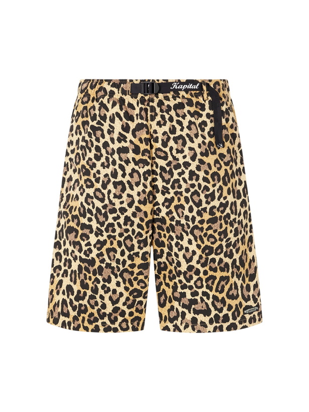 Photo: KAPITAL - Wide-Leg Belted Leopard-Print Cotton-Twill Shorts - Brown