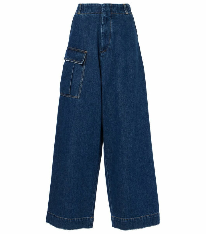 Photo: Plan C Mid-rise denim wide-leg pants