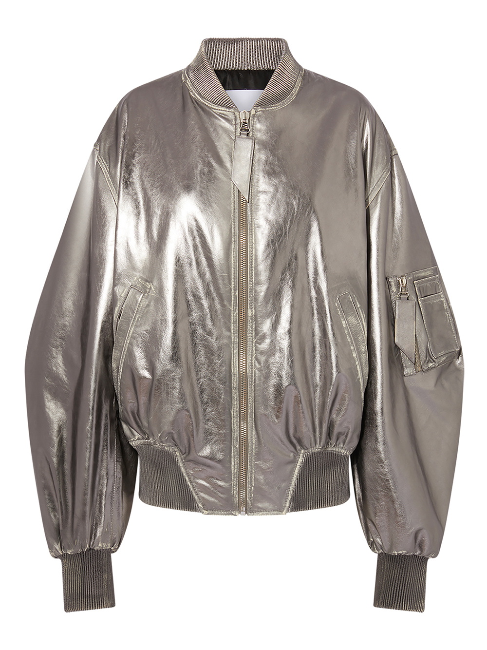 THE ATTICO - Mirrored Leather Bomber Jacket - Runway