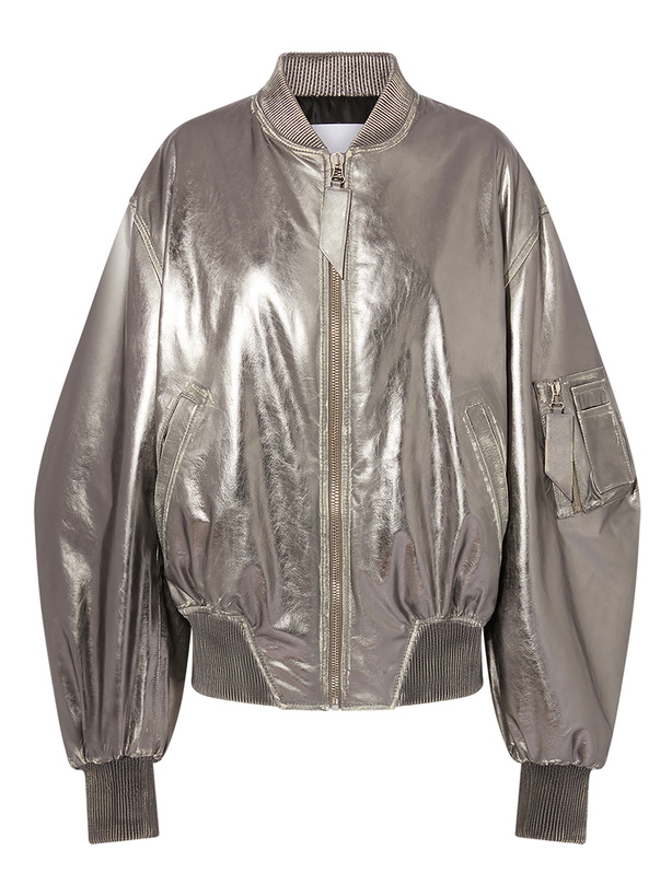 Photo: THE ATTICO - Mirrored Leather Bomber Jacket - Runway