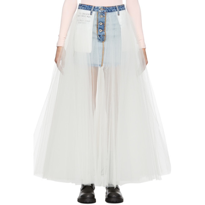 Unravel Indigo Reverse Denim Tulle Skirt Unravel