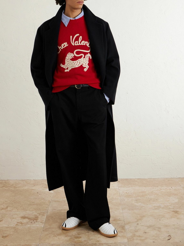 Photo: Valentino Garavani - Embroidered Virgin Wool Sweater - Red