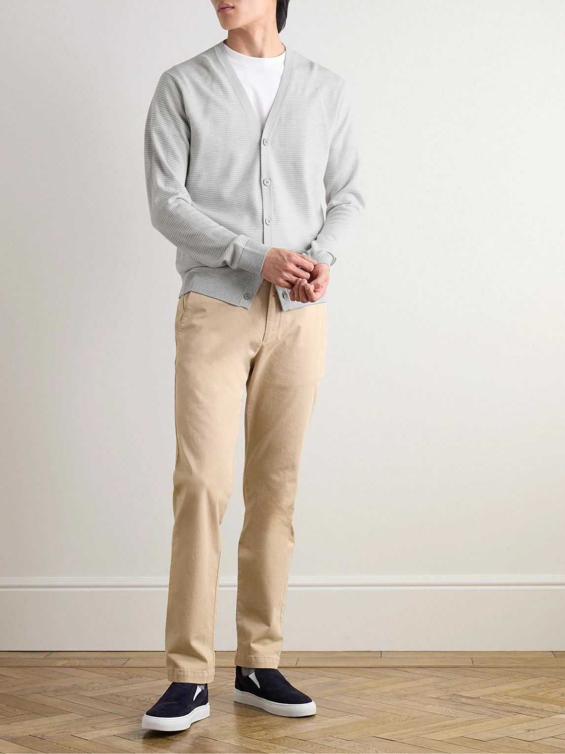 Peter Millar - Cane Striped Wool Cardigan - Gray