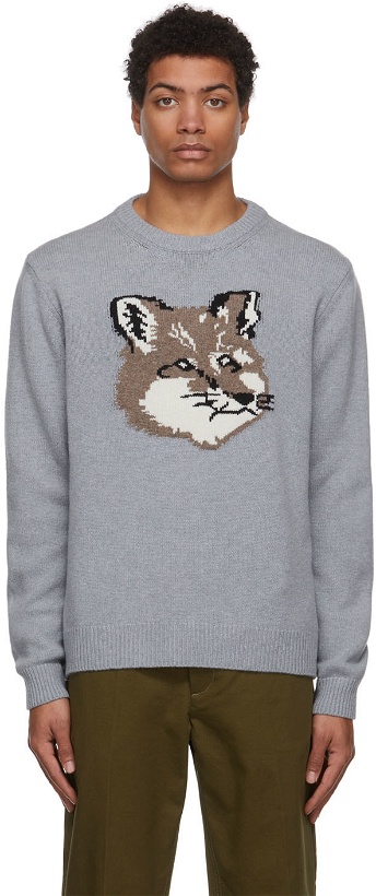 Photo: Maison Kitsuné Grey Big Fox Head Sweater