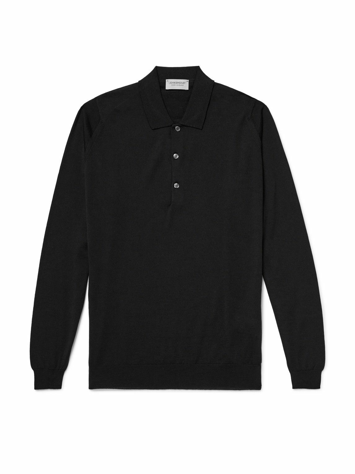 トップス JOHN SMEDLEY Donnelly Skipper Collar John Smedley Donnelly Knitted Cotton Polo Shirt Black John Smedley