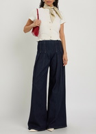 Alice + Olivia Henry Pleated Wide-leg Denim Trousers