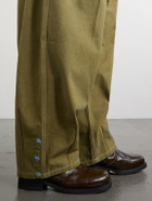 Story mfg. - Lush Wide-Leg Pleated Organic Cotton-Canvas Trousers - Green