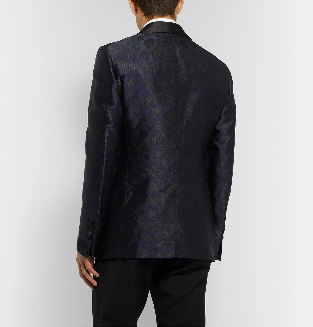 TOM FORD Shelton Leopard Jacquard Tuxedo Jacket Blue TOM FORD