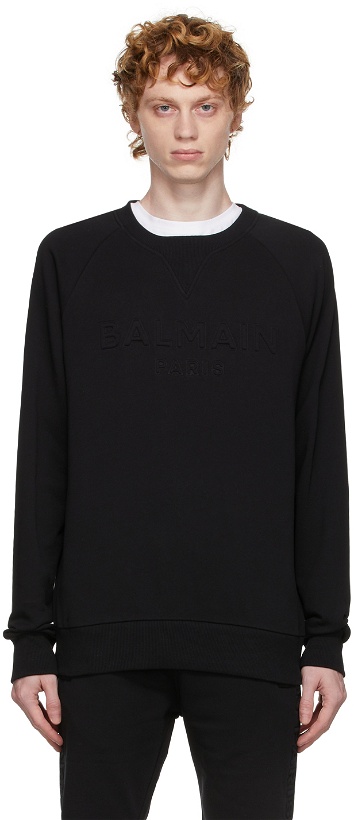 Photo: Balmain Black Embossed Logo Sweatshirt