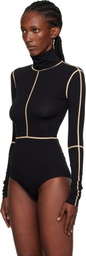 MM6 Maison Margiela Black Long-Sleeve Bodysuit
