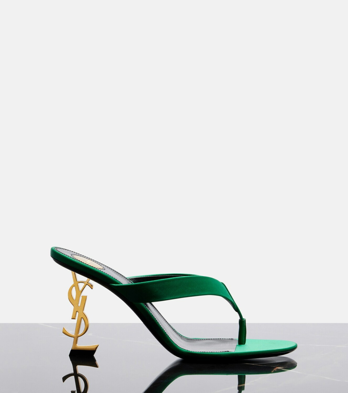 Saint Laurent Opyum Cassandre crêpe satin thong sandals