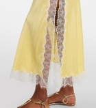 Poupette St Barth Lila lace-trimmed satin slip skirt