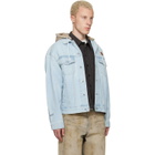 AAPE by A Bathing Ape Blue 'AAPENOW' Moonface Hooded Denim Jacket