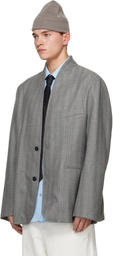 Hed Mayner Gray Striped Herringbone Blazer