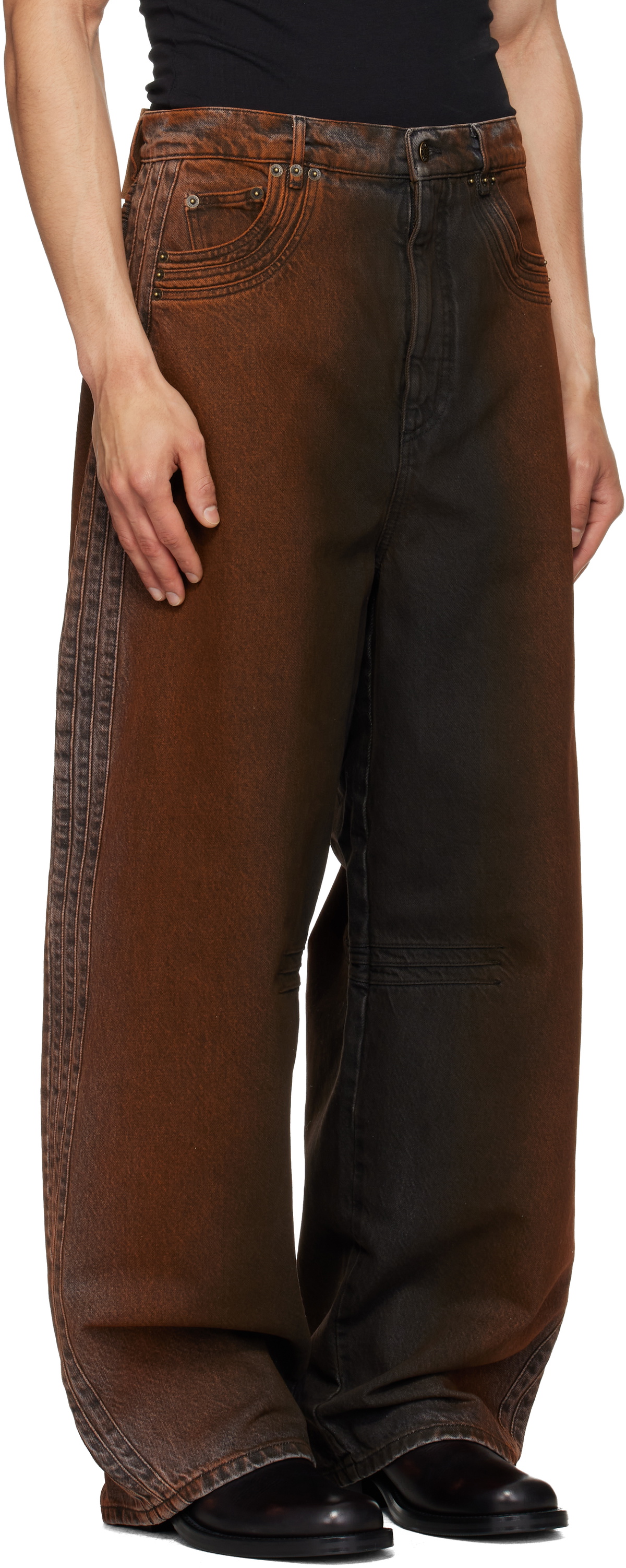 EGONlab Black & Orange Overscaled Jeans