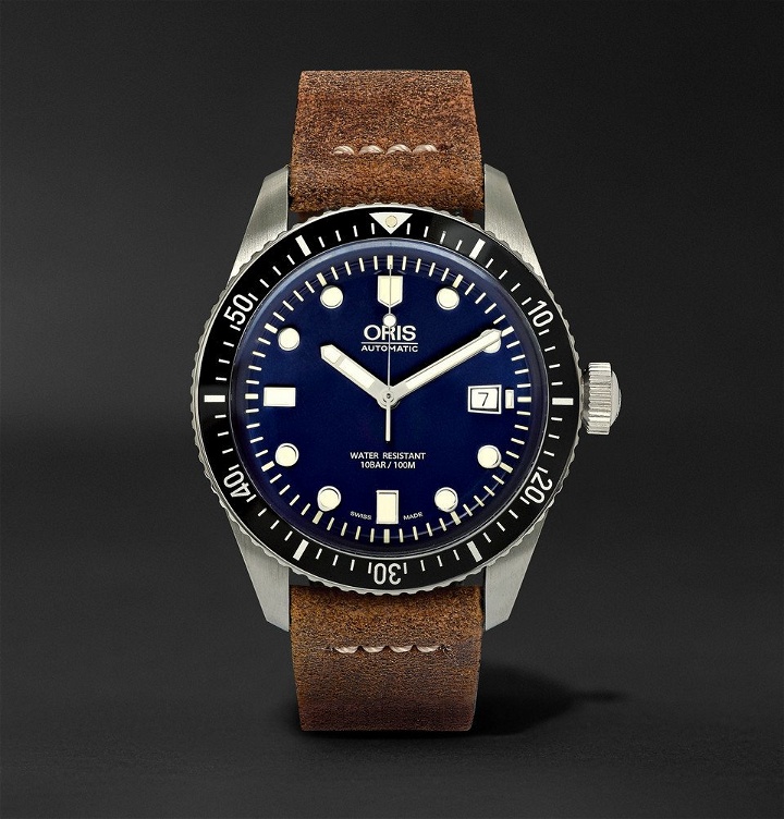 Photo: Oris - Divers Heritage 65 Automatic 42mm Stainless Steel and Suede Watch - Men - Blue
