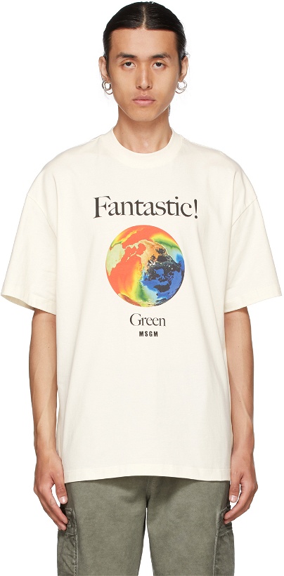 Photo: MSGM Off-White 'Fantastic Green' T-Shirt