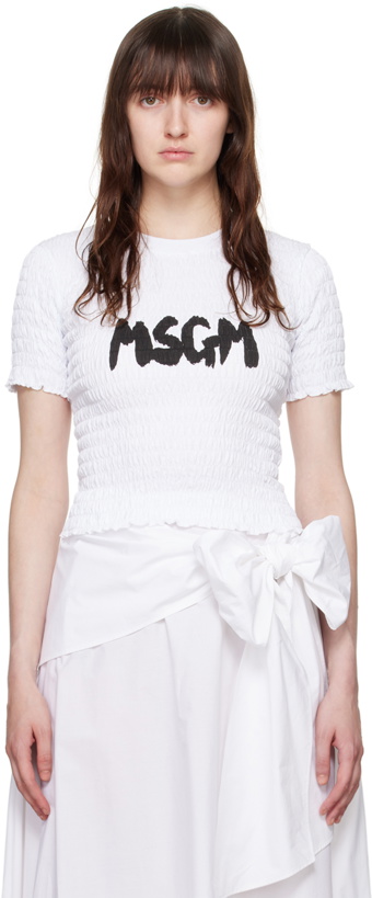 Photo: MSGM White Shirred T-Shirt