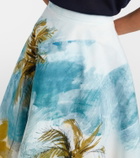 Oscar de la Renta Printed cotton-blend poplin midi skirt