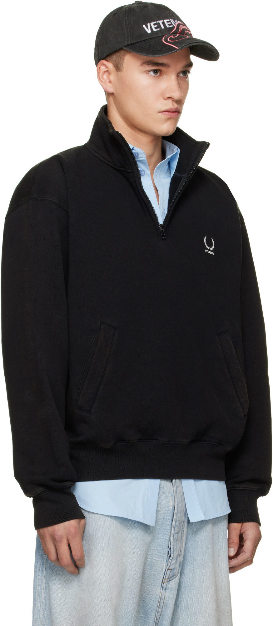 VETEMENTS Black Quarter-Zip Sweatshirt