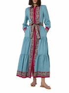 MC2 Saint Barth Woman Light Blue Linen Dress Jensen With Paisley Placed Print