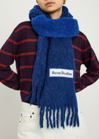 Acne Studios Logo-appliquéd Fringed Alpaca-blend Scarf - Blue - One Size