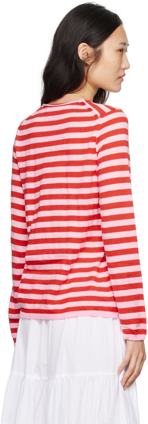 Pink & Red Striped Sweater Blouse