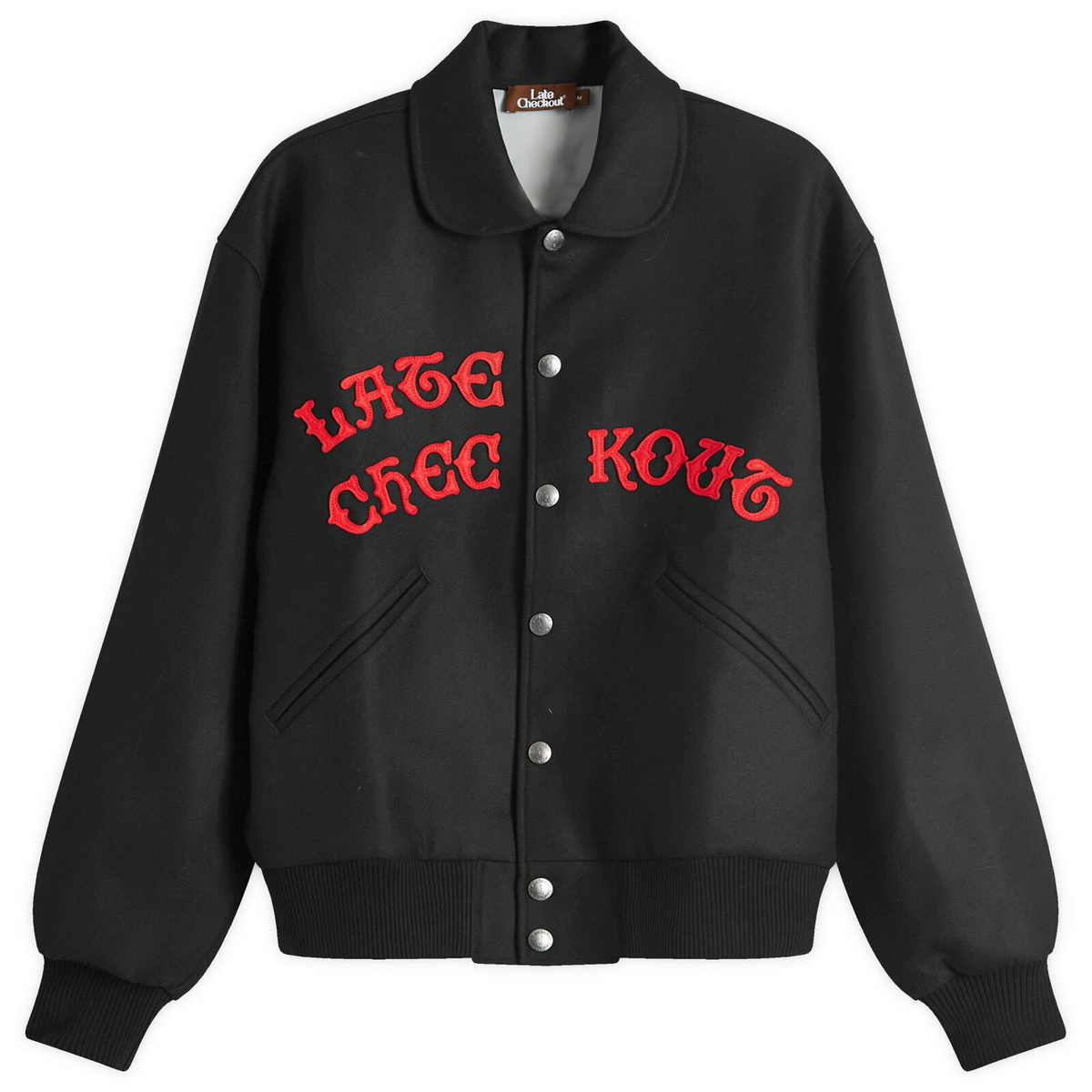Late Checkout Men's Bellboy Varsity Jacket in Black
