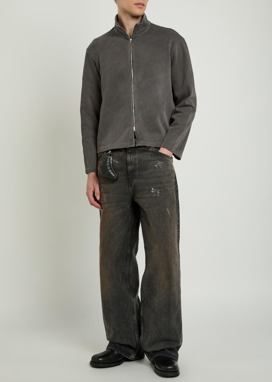 Our Legacy Shrunken Zip-through Cotton-knit Jumper Grey