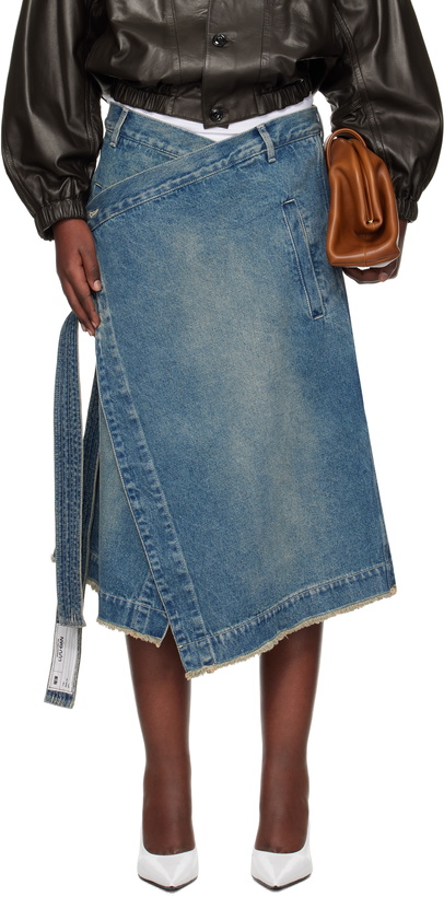 Photo: LU'U DAN Blue Apron Denim Midi Skirt