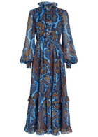 Etro Paisley-print Ruffled Chiffon Maxi Dress Multicoloured