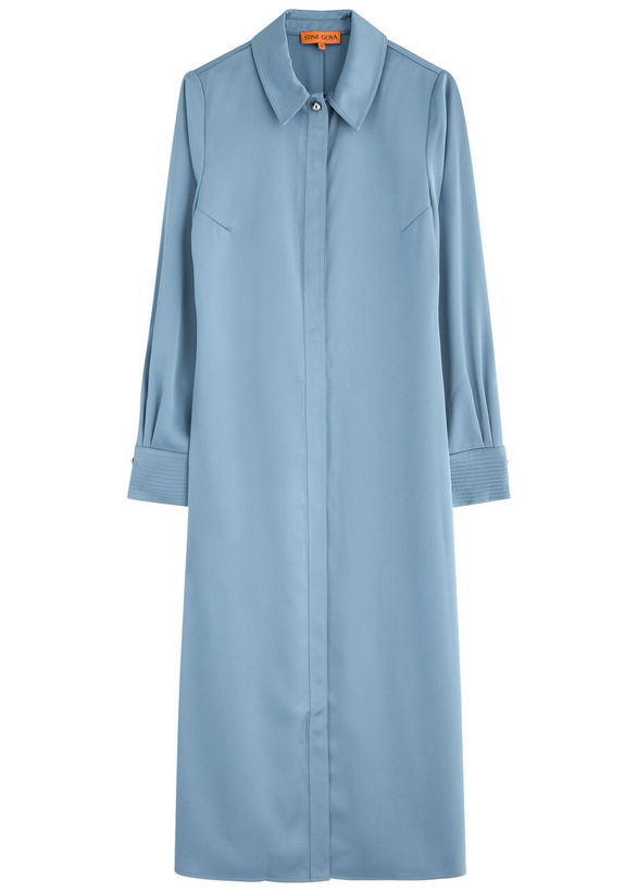 Photo: Stine Goya Satin Midi Shirt Dress Blue