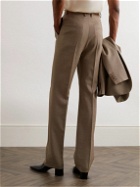 SAINT LAURENT - Straight-Leg Pleated Wool Suit Trousers - Brown