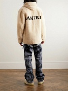 AMIRI - Logo-Print Shearling Shirt Jacket - Neutrals