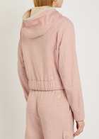 Moncler Logo-appliquéd Hooded Linen-blend Sweatshirt Light Pink