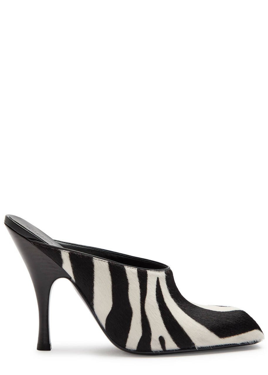 Khaite Colt 100 Zebra-print Calf Hair Mules Black And White
