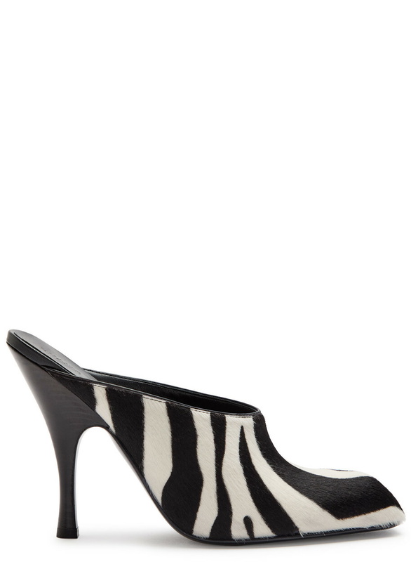 Photo: Khaite Colt 100 Zebra-print Calf Hair Mules Black And White