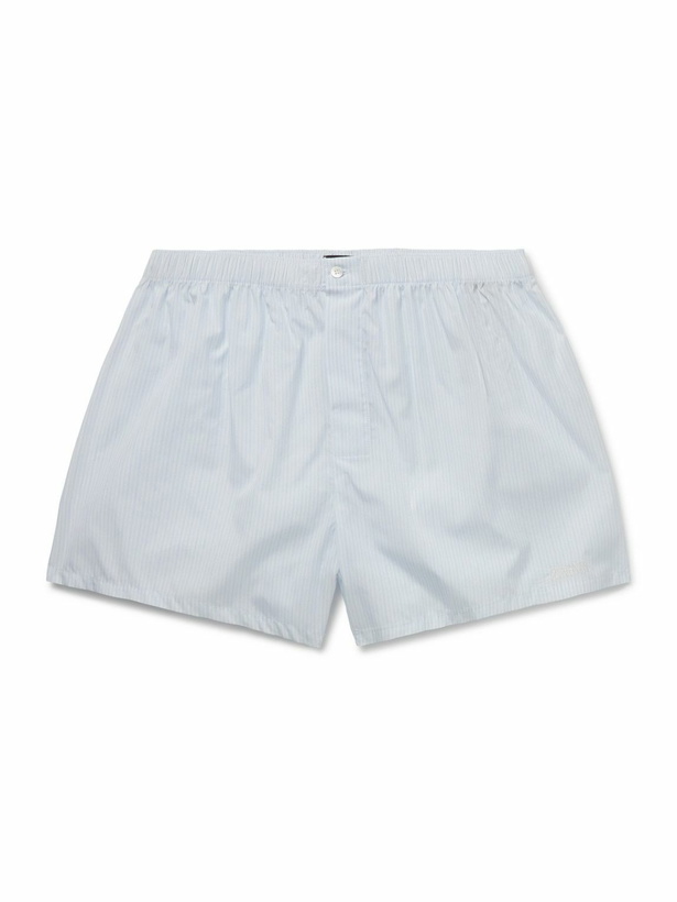 Photo: Zegna - Striped Cotton-Poplin Boxer Shorts - Blue
