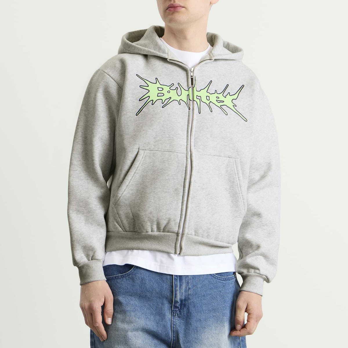 Butter Goods Men's Nail Logo Zip Hoodie in Ash