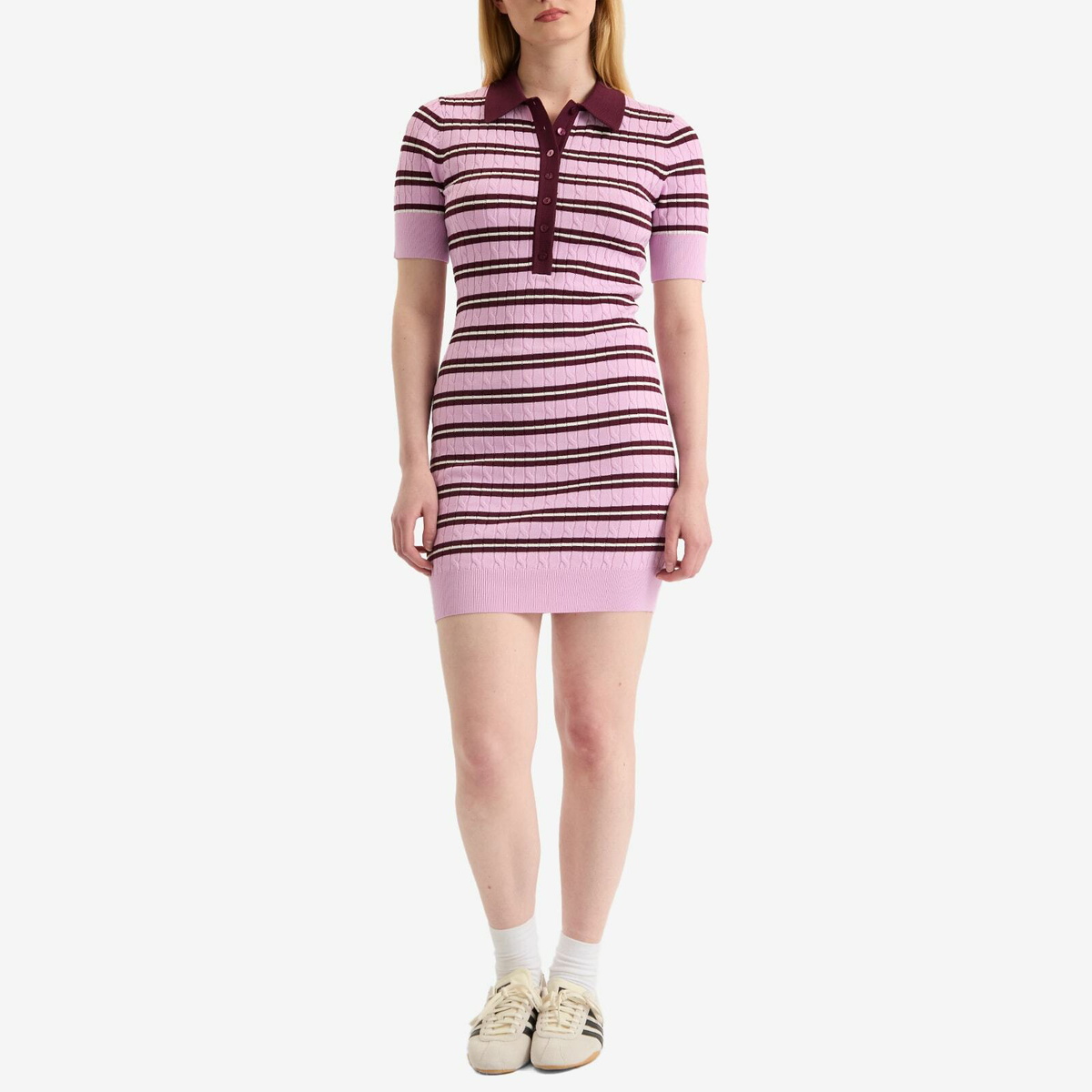 Good American Women's Cable Knit Mini Dress in Collegiate Stripe