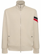 MONCLER Tricolor Detail Cotton Zip-up Sweatshirt