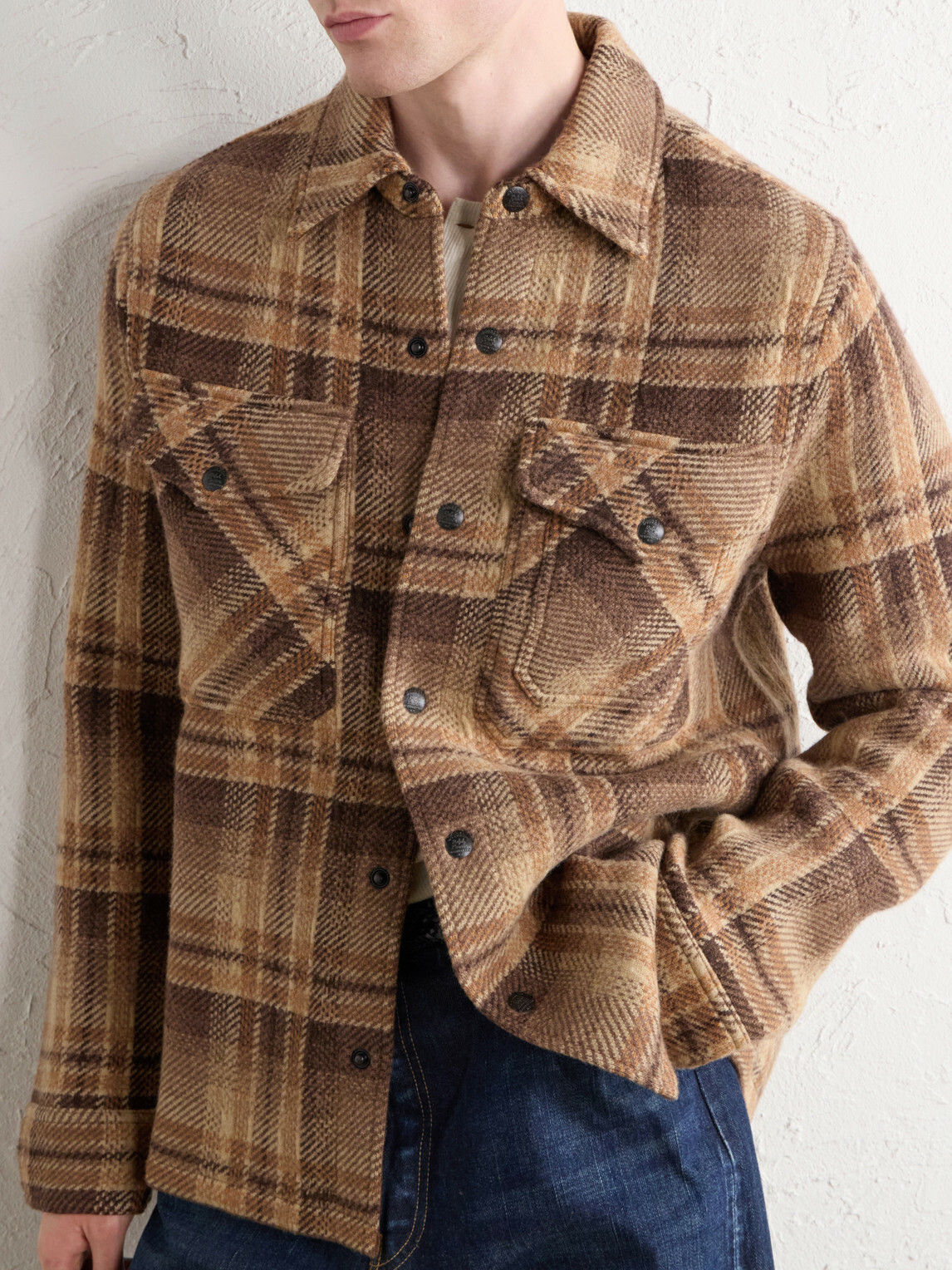 RRL - Checked Jacquard-Knit Wool Jacket - Brown