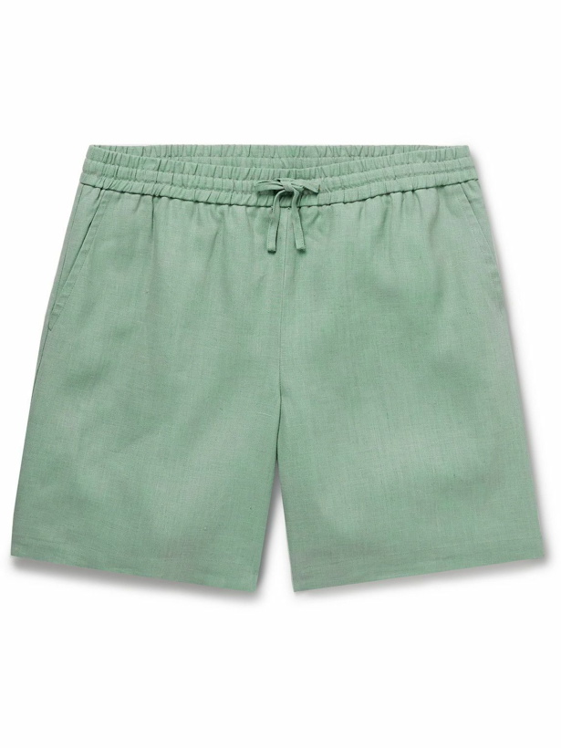 Photo: De Bonne Facture - Easy Straight-Leg Linen Drawstring Shorts - Green