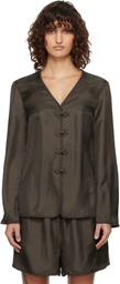Róhe Brown Pankou Closure Silk Blouse