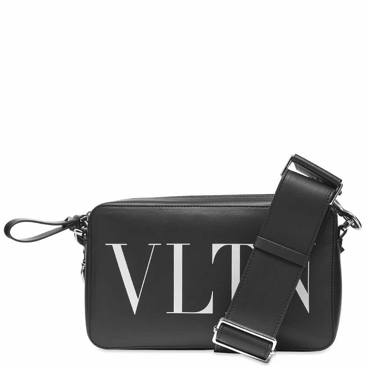 Photo: Valentino Men's VLTN Leather Cross Body Bag in Nero/Bianco