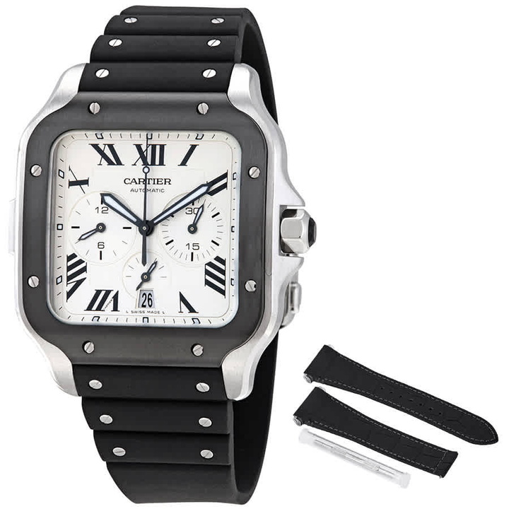 Photo: Cartier Santos XL Chronograph Silver Dial Mens Watch WSSA0017
