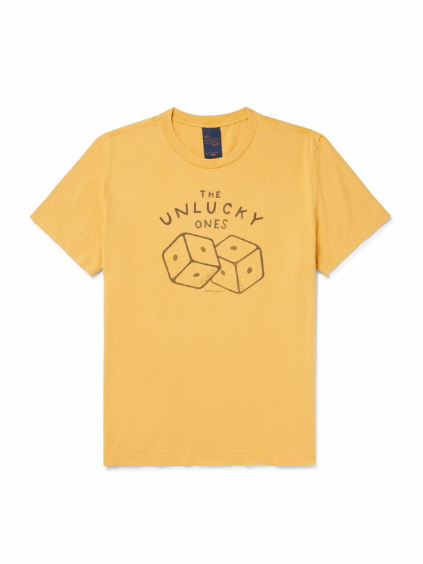 Photo: Nudie Jeans - Unlucky Printed Organic Cotton-Jersey T-Shirt - Yellow