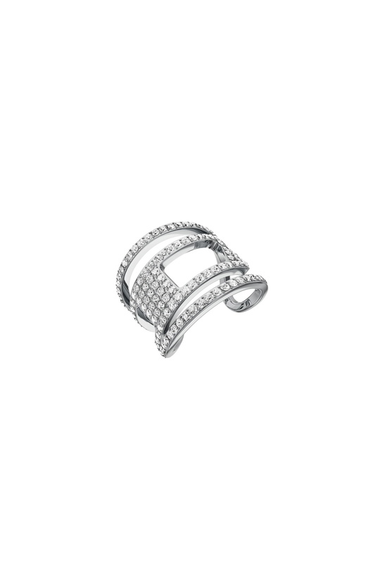 Photo: Diesel Stainless steel glitz D band ring - Rings - Unisex - Silver